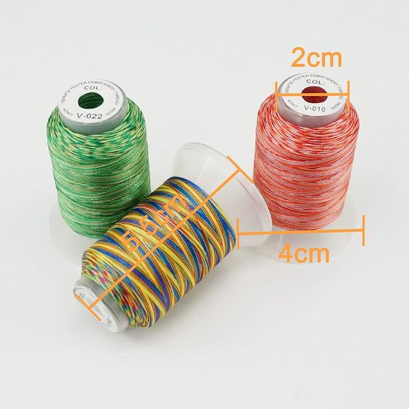 New Brothread 12 Variegated Colors Embroidery Thread Kit 500M for Brother Janome - Picture 3 of 7